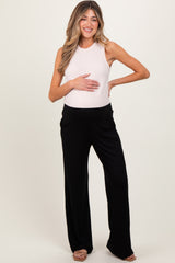 Black Basic Wide Leg Pocketed Maternity Pants