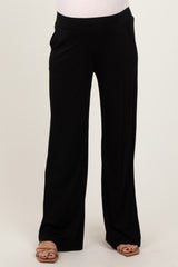 Black Basic Wide Leg Pocketed Maternity Pants