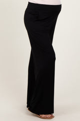 Black Basic Wide Leg Pocketed Maternity Pants