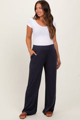 Charcoal Basic Wide Leg Pocketed Maternity Pants