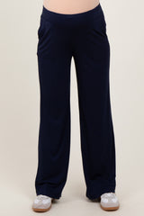 Navy Basic Wide Leg Pocketed Maternity Pants