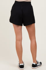 Black Basic Rounded Hem Shorts