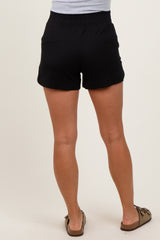Black Basic Rounded Hem Maternity Shorts