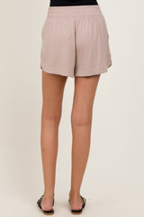 Beige Basic Rounded Hem Shorts