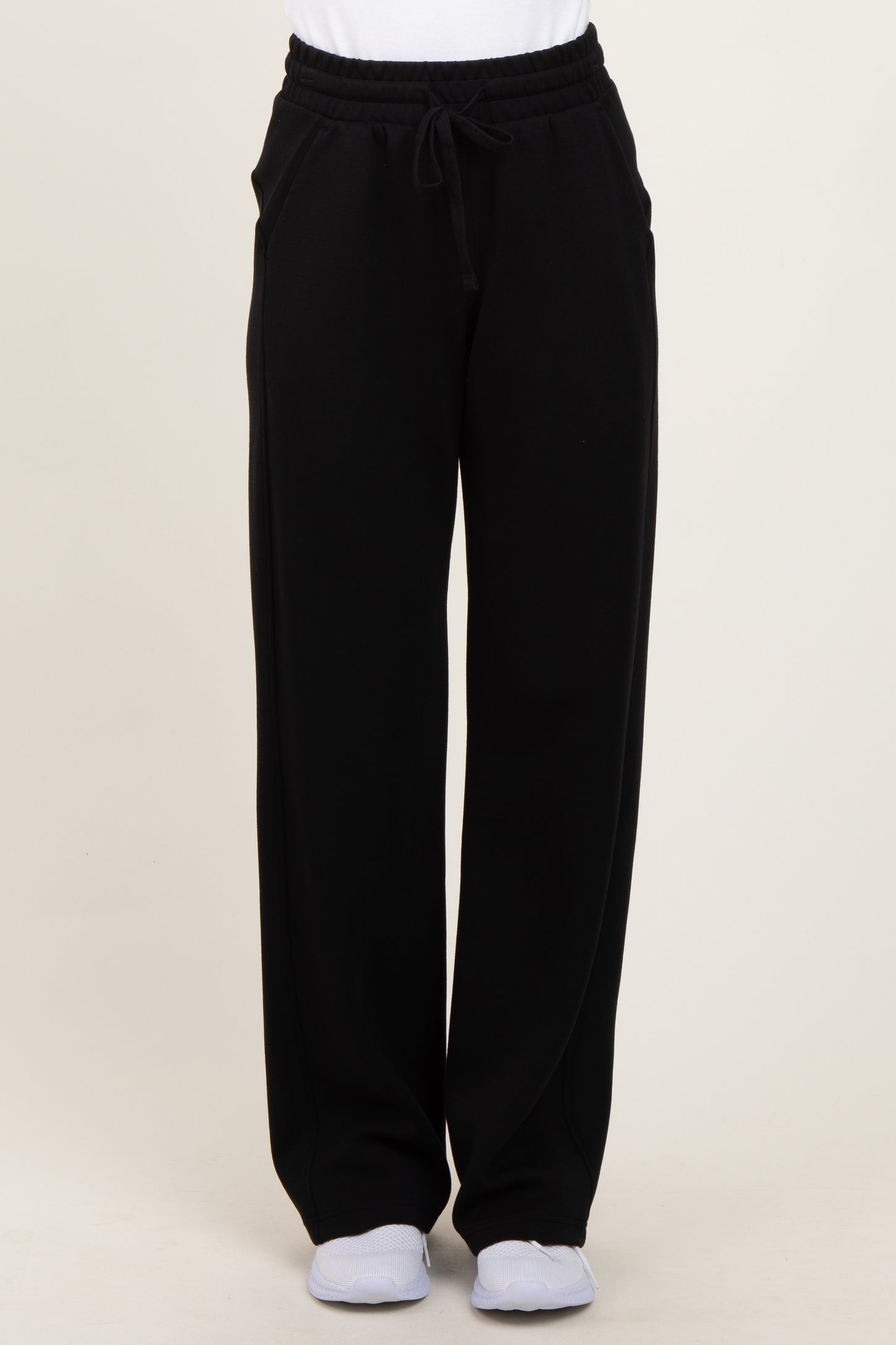 Black Straight Leg Drawstring Sweatpants