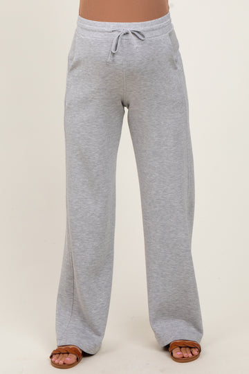 Heather Grey Straight Leg Drawstring Maternity Sweatpants