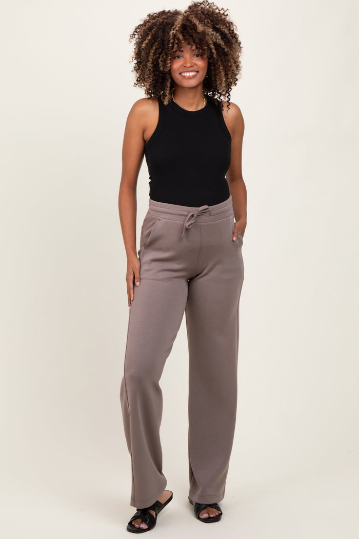 Mocha Straight Leg Drawstring Maternity Sweatpants