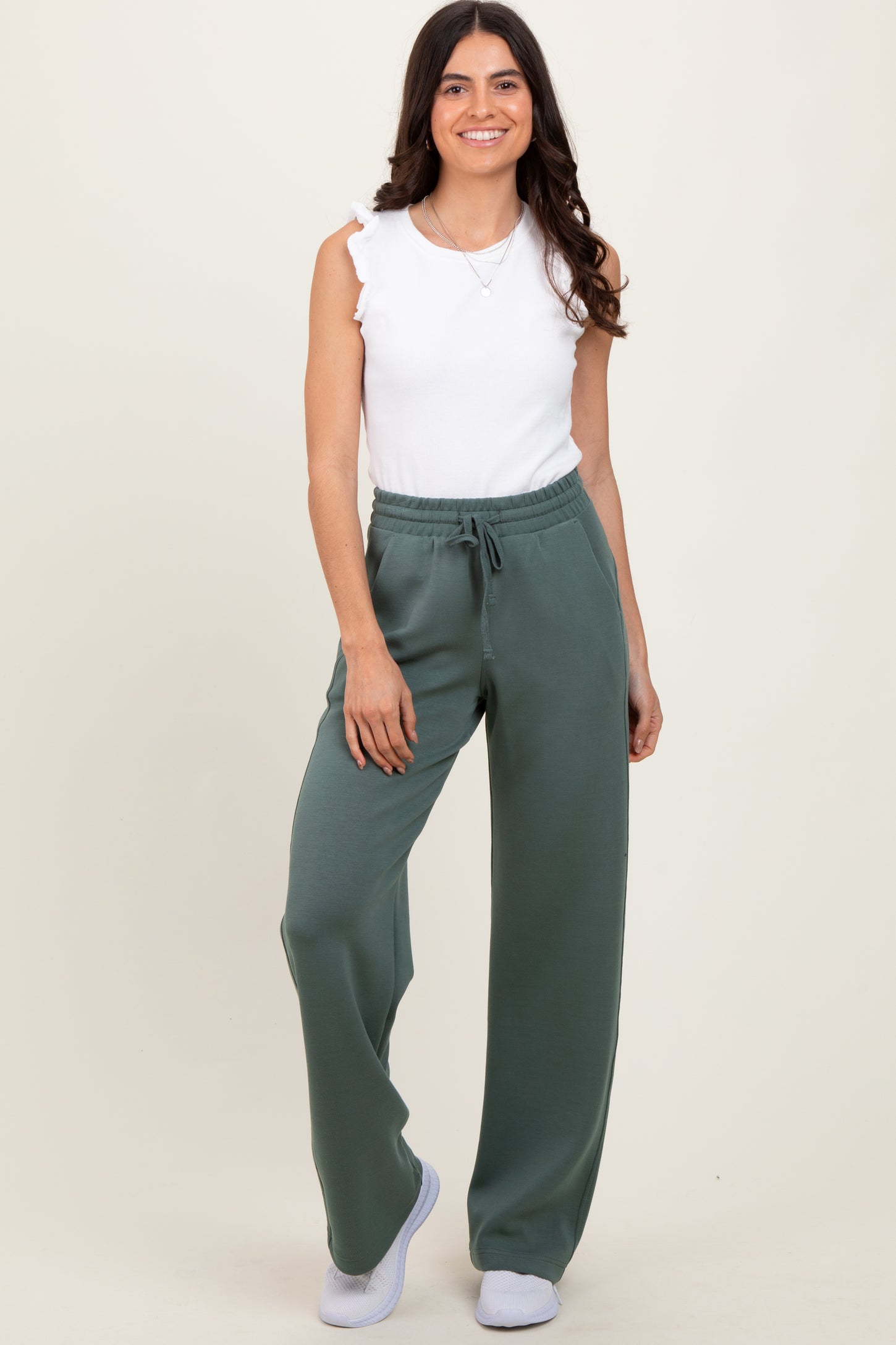 Light Teal Straight Leg Drawstring Maternity Sweatpants