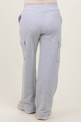 Heather Grey Cargo Pocket Straight Leg Maternity Sweatpants