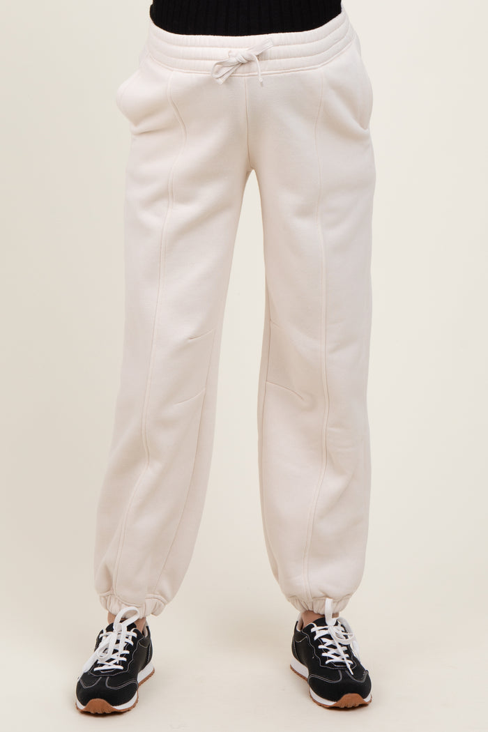 Cream Drawstring Relaxed Fit Maternity Sweatpants