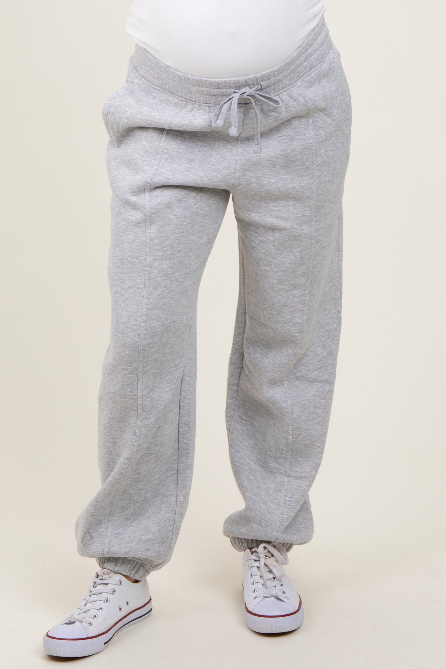 Heather Grey Drawstring Relaxed Fit Maternity Sweatpants