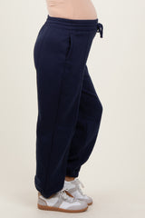 Navy Drawstring Relaxed Fit Maternity Sweatpants