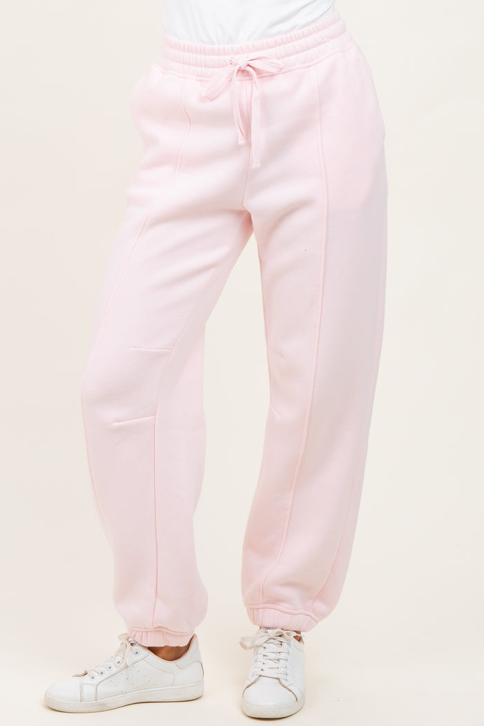 Light Pink Drawstring Relaxed Fit Sweatpants