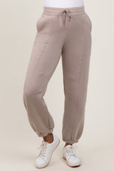 Light Mocha Drawstring Relaxed Fit Maternity Sweatpants