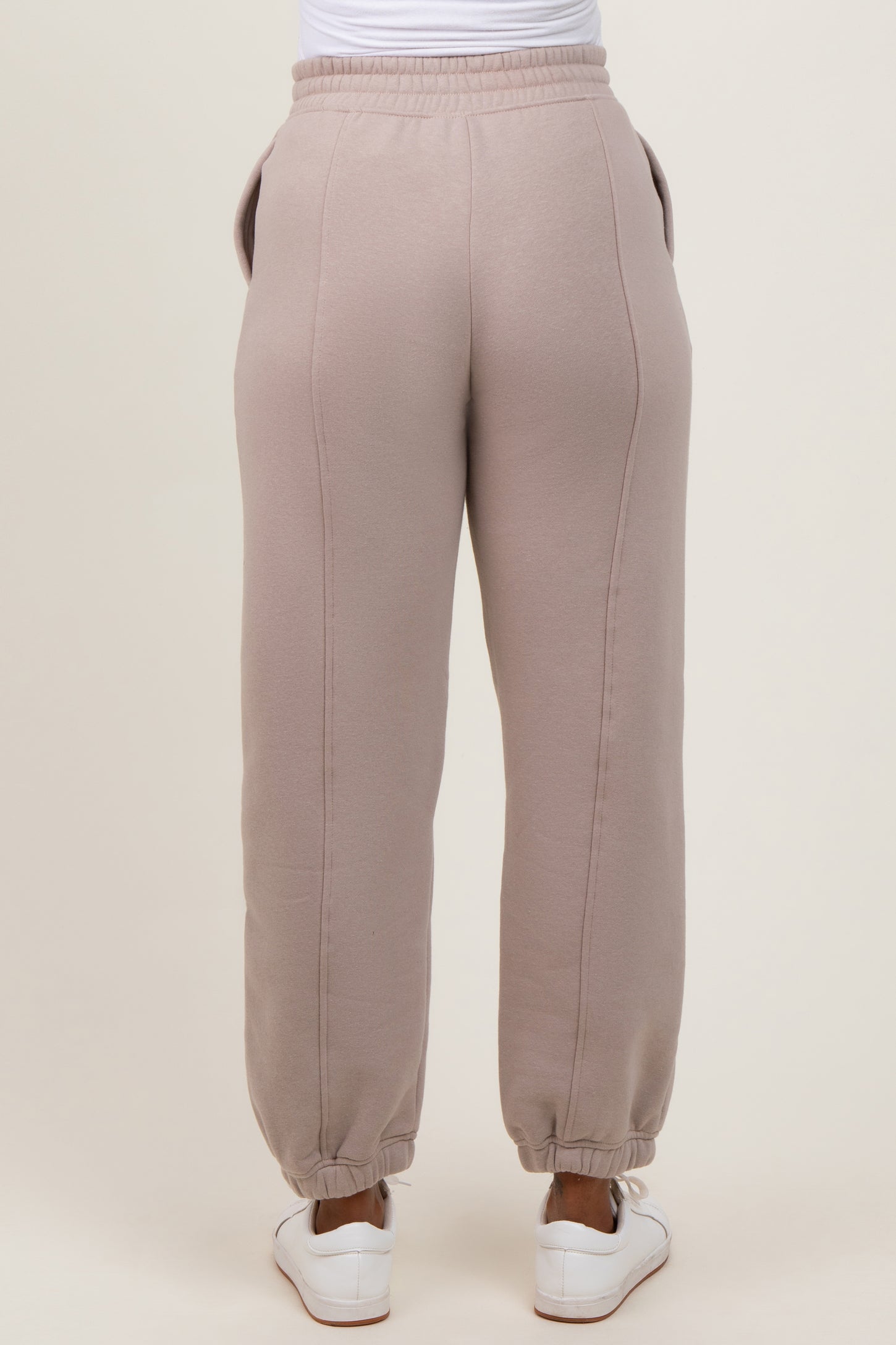 Light Mocha Drawstring Relaxed Fit Maternity Sweatpants