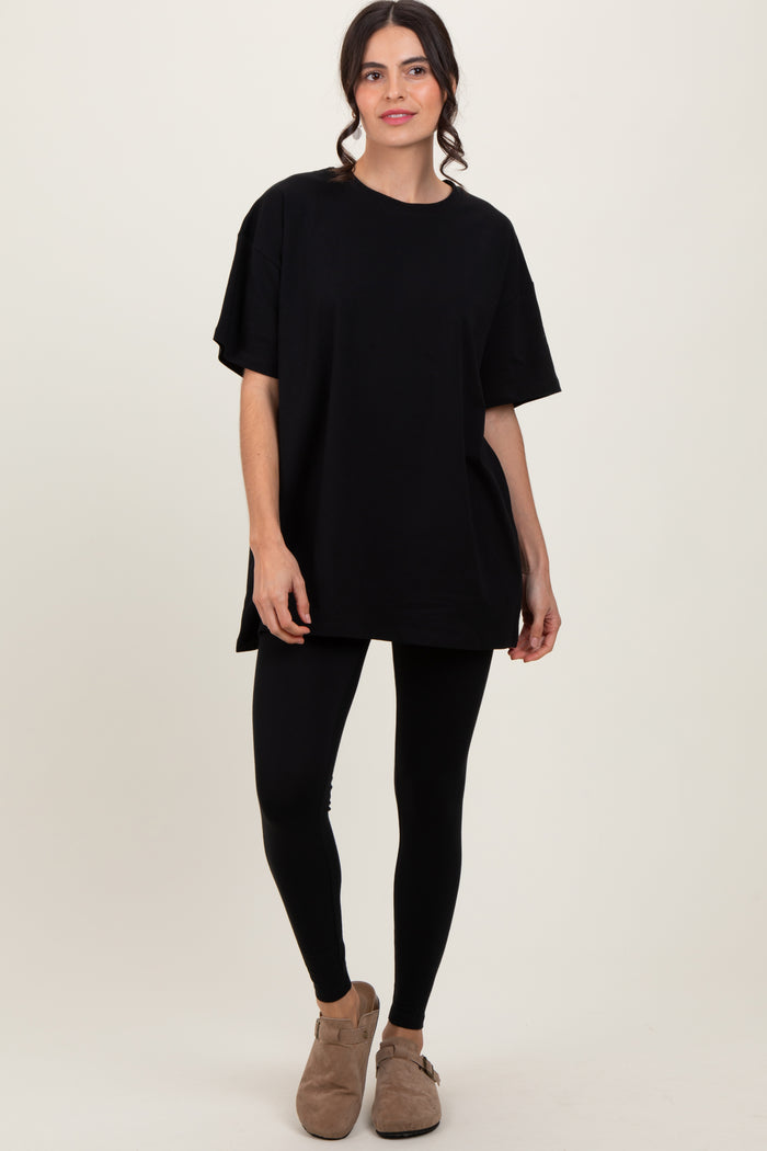 Black Oversized Crewneck Short Sleeve and Legging Set