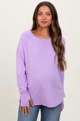 Lavender Heather Exposed Seam Long Sleeve Maternity Top