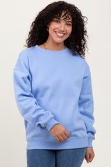 Light Blue Basic Fleece Crewneck Sweatshirt