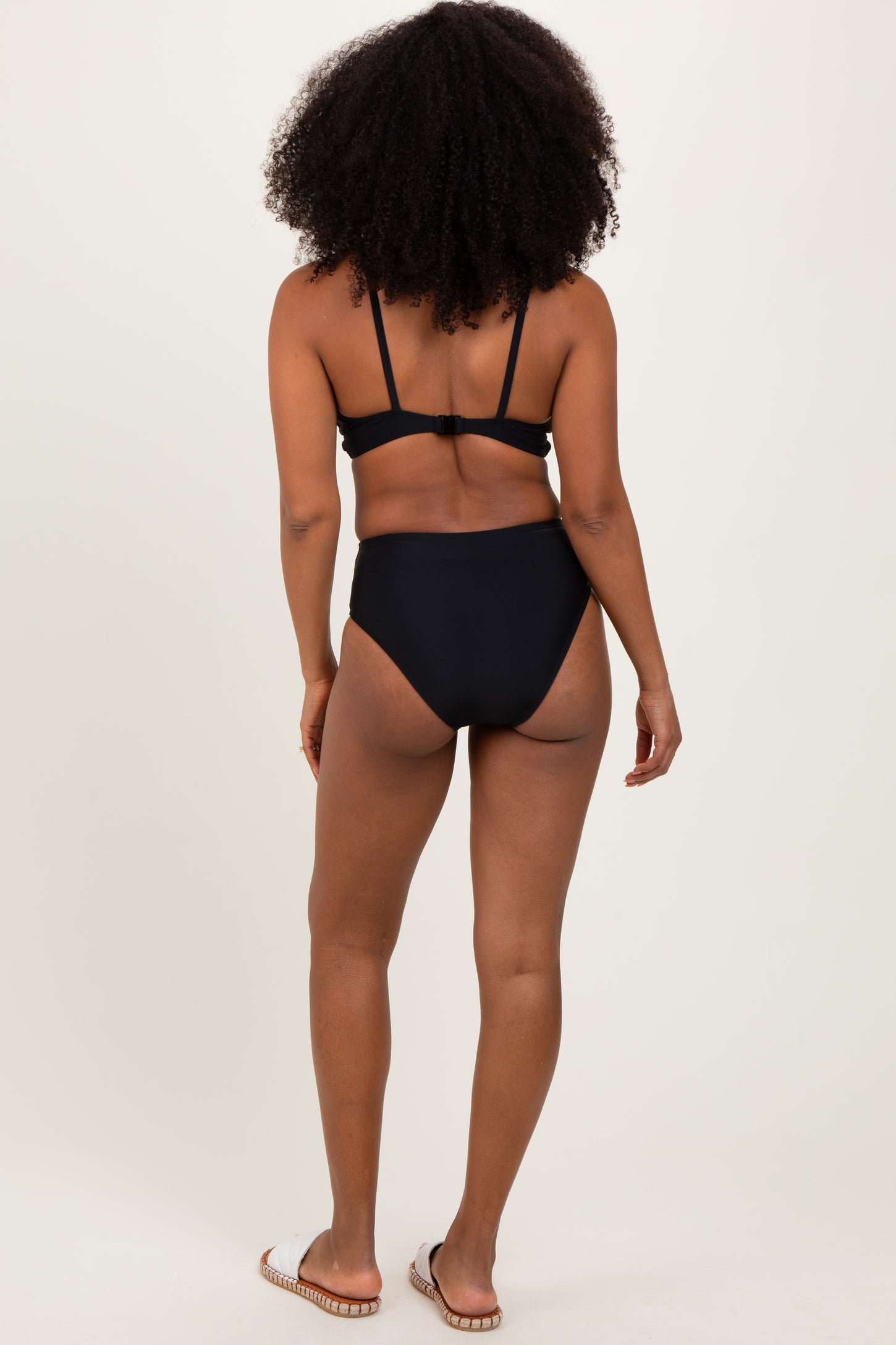 Black Crochet Detail Double Strap Bikini Set