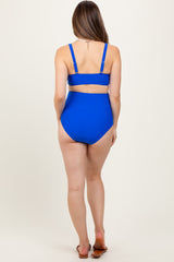 Royal Blue High Waist Maternity Bikini Set