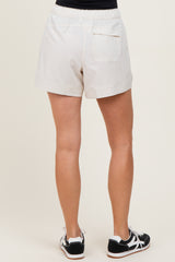 Cream Elastic Cargo Shorts