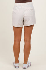 Cream Elastic Cargo Maternity Shorts