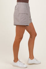 Taupe Elastic Cargo Shorts