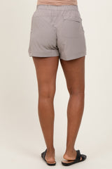 Taupe Elastic Cargo Maternity Shorts
