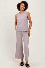 Light Mocha Slub Knit Pants Set