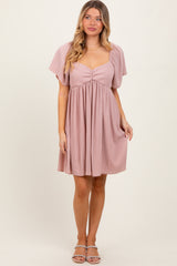 Light Pink Sweetheart Neckline Plisse Maternity Dress