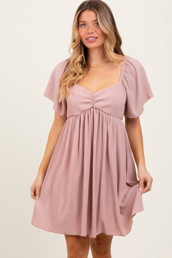 Light Pink Sweetheart Neckline Plisse Dress