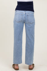 Blue Straight Leg Ankle Maternity Jeans