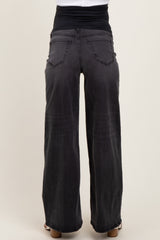 Black Washed Baggy Wide Leg Maternity Jeans