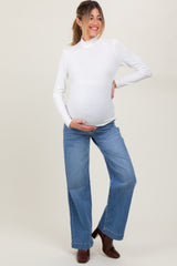 Blue Trouser Hem Wide Leg Maternity Jeans