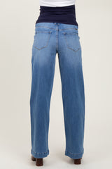 Blue Trouser Hem Wide Leg Maternity Jeans