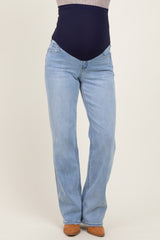 Light Blue Washed Relaxed Straight Leg Maternity Jeans