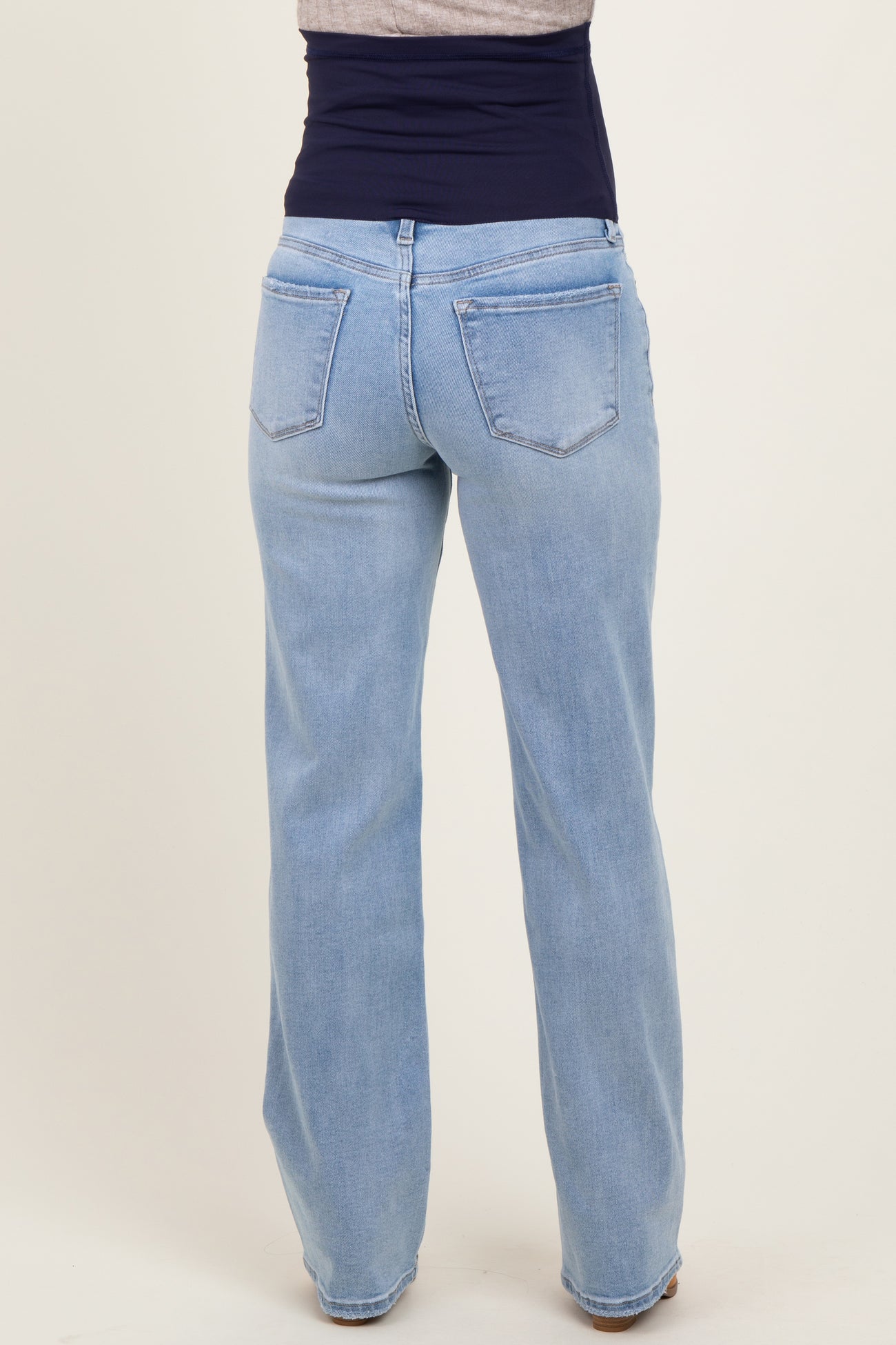Light Blue Washed Relaxed Straight Leg Maternity Jeans