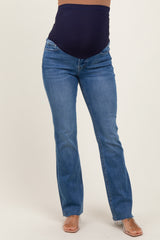 Blue Raw Hem Maternity Bootcut Jeans