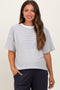 Heather Grey Striped Drop Shoulder Short Sleeve Maternity Top