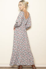 Pink Floral Reversible Long Sleeve Maxi Dress