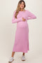 Pink Thick Ribbed Knit Maternity Maxi Sweater Dress