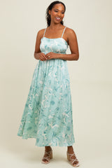 Sage Floral Sleeveless Maternity Maxi Dress