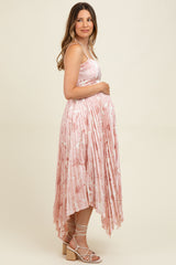 Light Floral Woven Pleat Skirt Maternity Maxi Dress