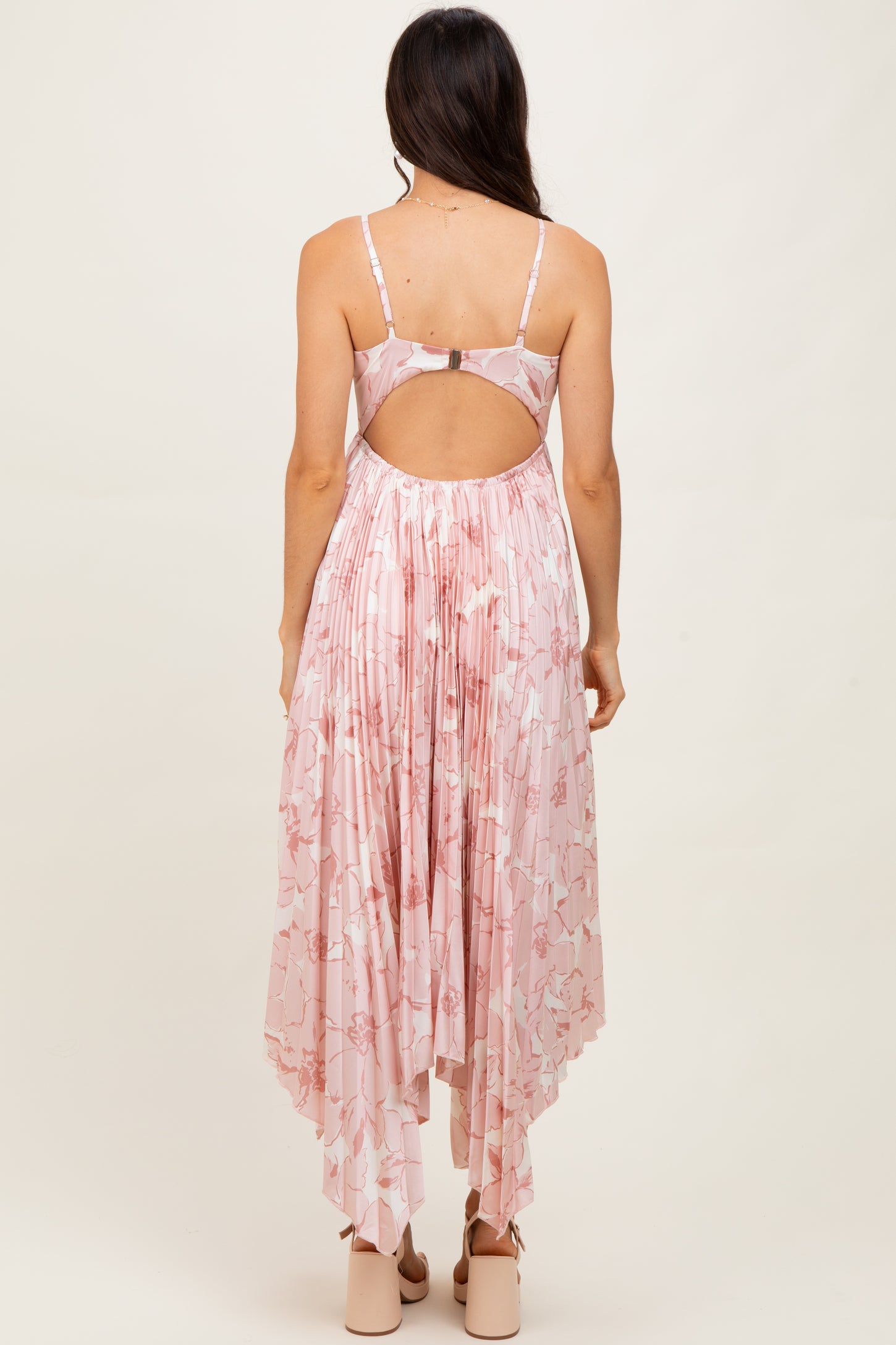 Light Floral Woven Pleat Skirt Maxi Dress