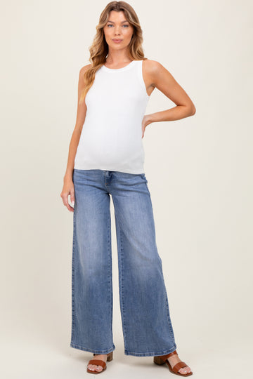 Light Blue Relaxed Wide Leg Maternity Jeans