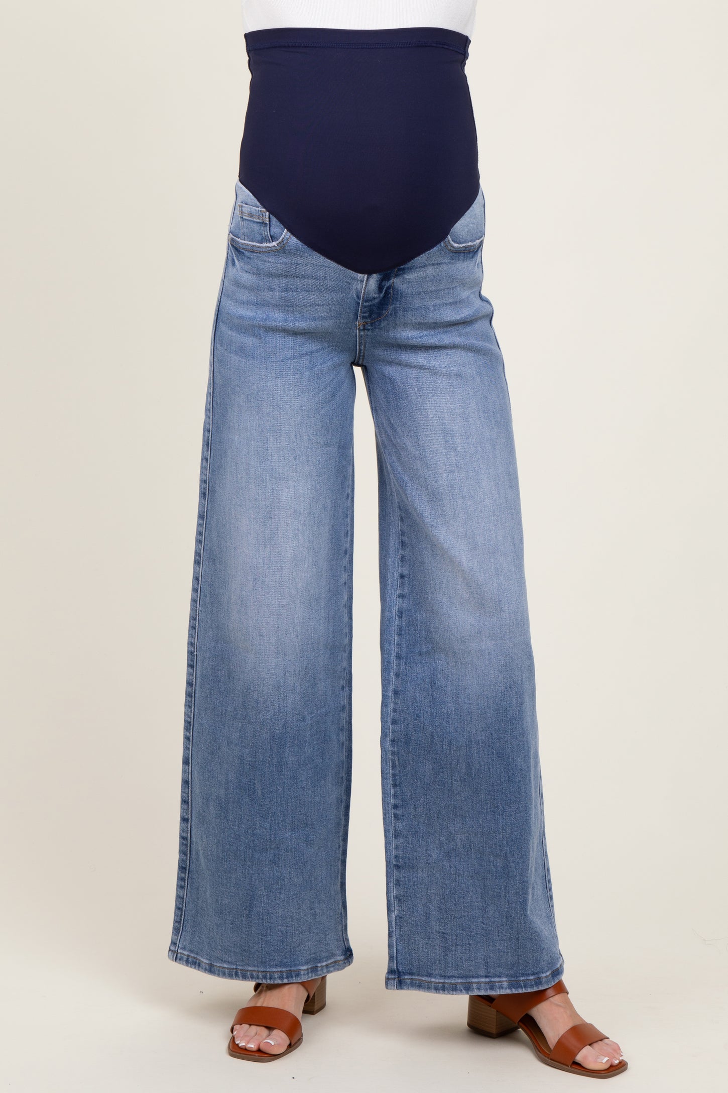 Light Blue Relaxed Wide Leg Maternity Jeans
