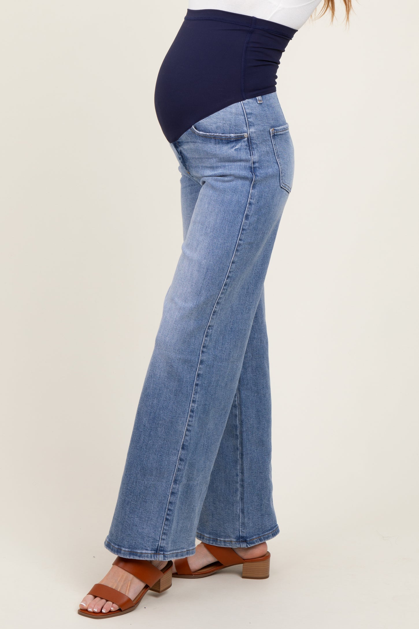 Light Blue Relaxed Wide Leg Maternity Jeans