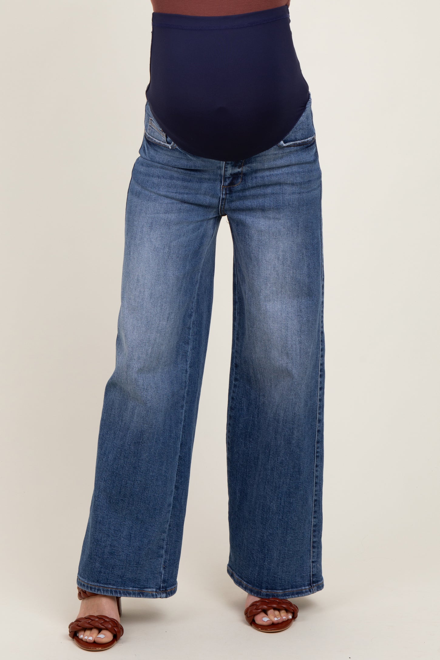Blue Relaxed Wide Leg Maternity Jeans
