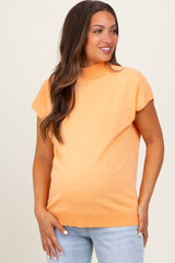 Orange Mock Neck Knit Maternity Top
