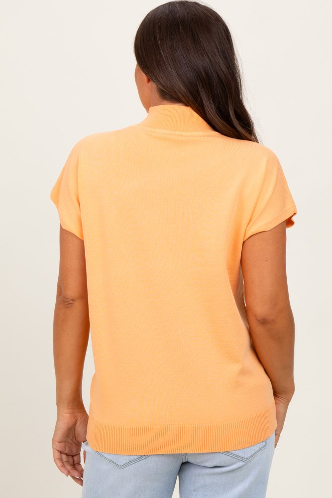 Orange Mock Neck Knit Maternity Top